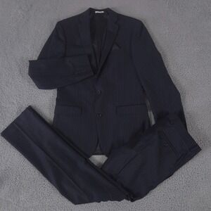 Bar III 2-Piece Suit Mens 38 Long Pants 32x36 Navy Striped Slacks Blazer Jacket
